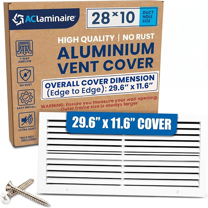 28x10 Aluminum Wall Ceiling Air Return Vent Cover HVAC Rustproof Grille by ACLAMINAIRE