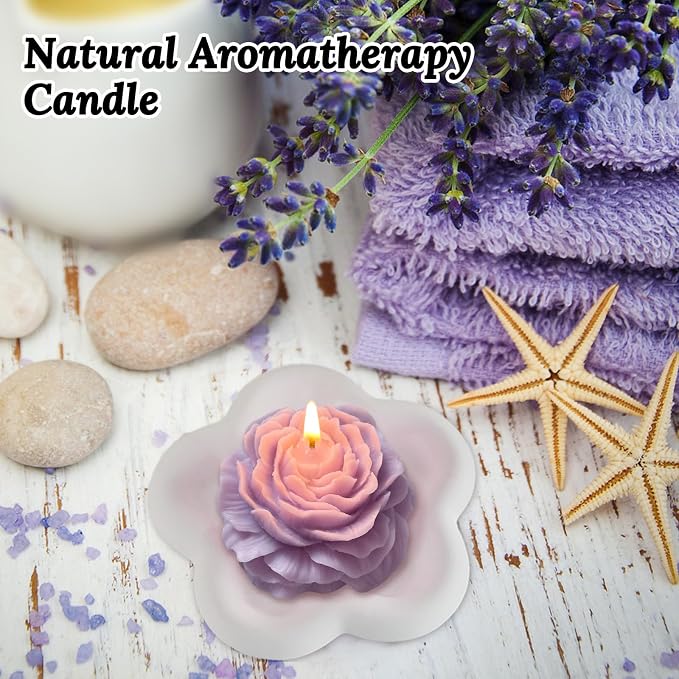 Purple Peony Flower Shape Candles - Image 2