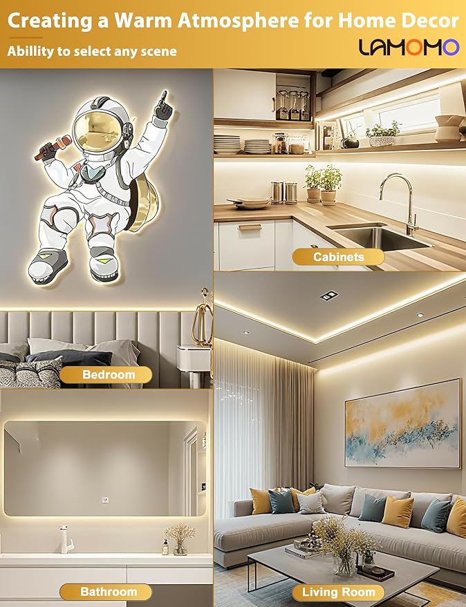 Lamomo COB LED Strip Lights, 9.84Ft Natural White Dimmable Self-Adhesive Led - Image 6