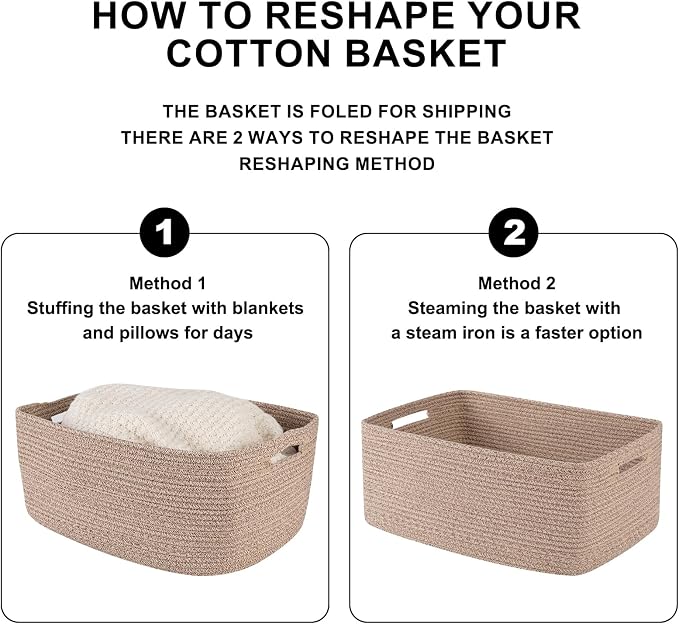 OIASKET Large Storage Basket for Organizing, Woven Rope Basket for Shelves - Image 6