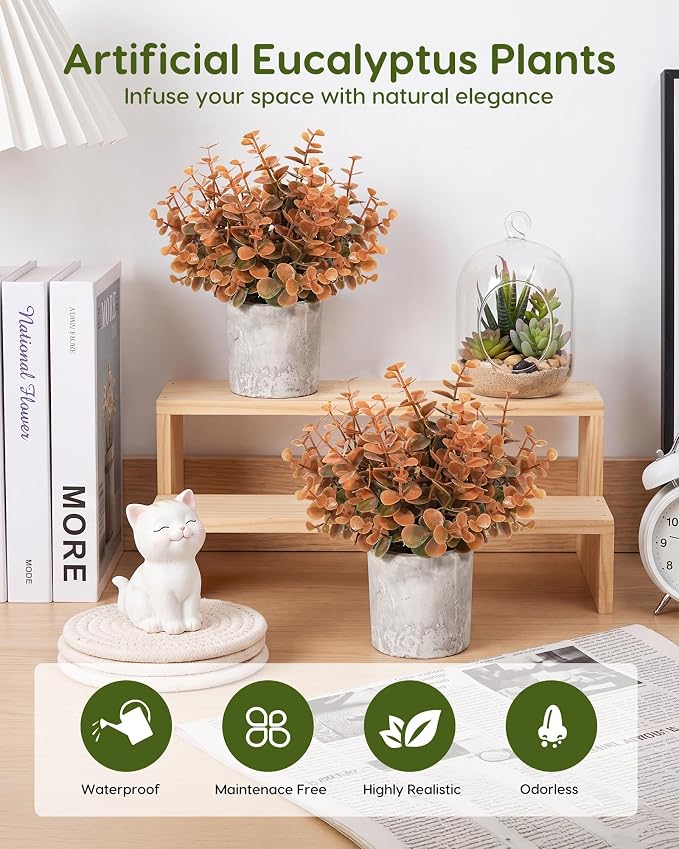 Velener Small Fake Eucalyptus Plant Artificial Potted Plants Indoor - Image 4