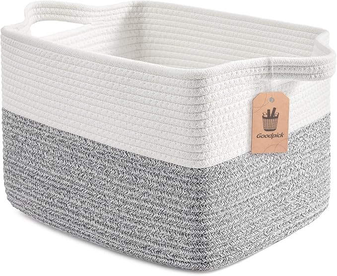 Goodpick Woven Storage Basket for Shelves, Cotton Rope Baskets for Toys by Goodpick