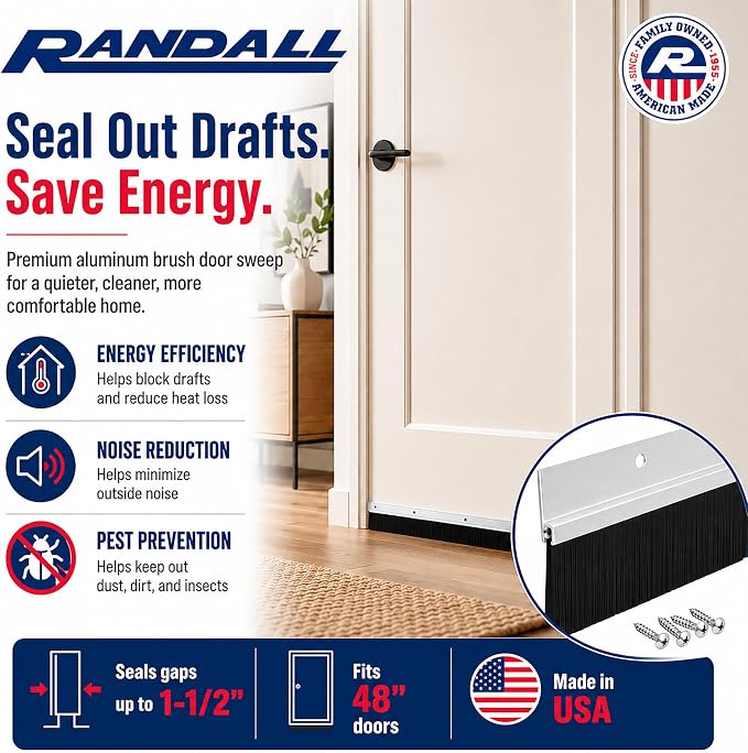 Aluminum Brush Door Sweep for Bottom of Door Exterior, 48 Inch, Metal Door - Image 6
