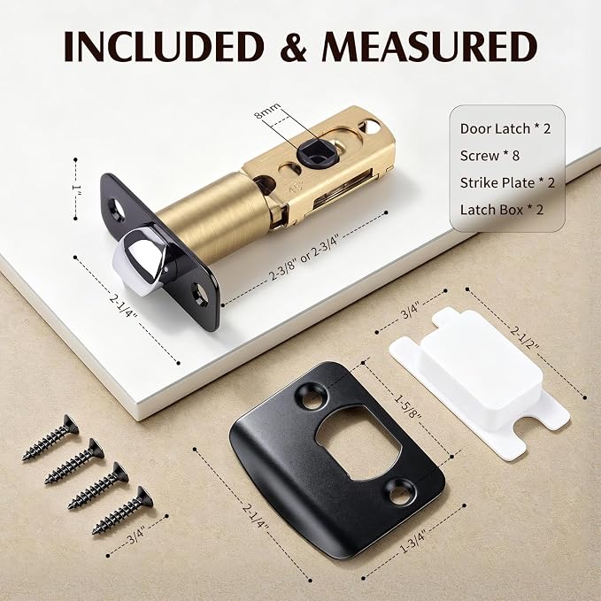 Door Latch Replacement, 8mm Square Spindle Door Knob Latch Assembly, Adjustable - Image 9