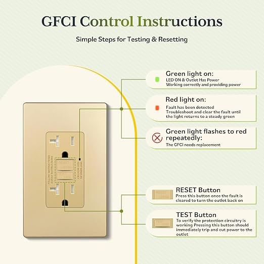 TG GFCI Outlet 20 Amp, Electrical Tamper-Resistant Receptacle, Self-Test | - Image 5