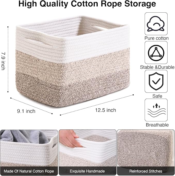 ICERZCZ Shelf Baskets for Organizing, Storage Baskets for Shelves, Woven - Image 3
