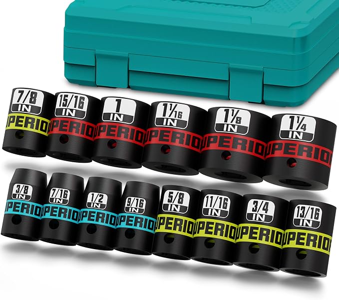 14 Piece 1/2" Drive Impact Socket Set, 3/8" by Aiourx