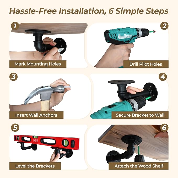 Industrial L Pipe Shelf Brackets - Image 6