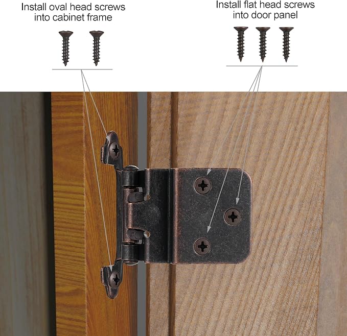 Oil Rubbed Bronze Cabinet Hinges, 3/8” Inset, 10 Pack | - Image 5
