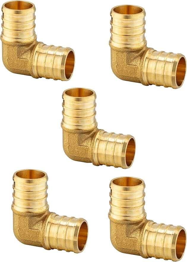 5PACK EFIELD 1-Inch Pex Elbow Barb Crimp Brass Fitting | by EFIELDPEXTUBING