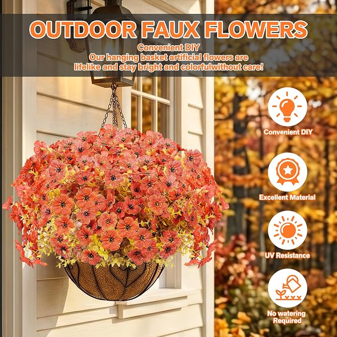 Artificial Flowers for Outdoor, Silk Flowers No Fade Fake Plastic Flowers Faux - Image 2