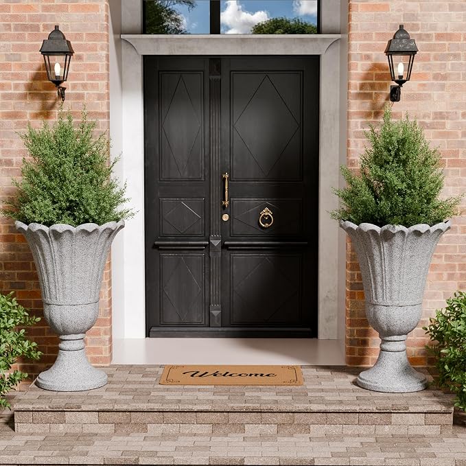 Tall Plastic Urn Planters and Pedestal - Image 8