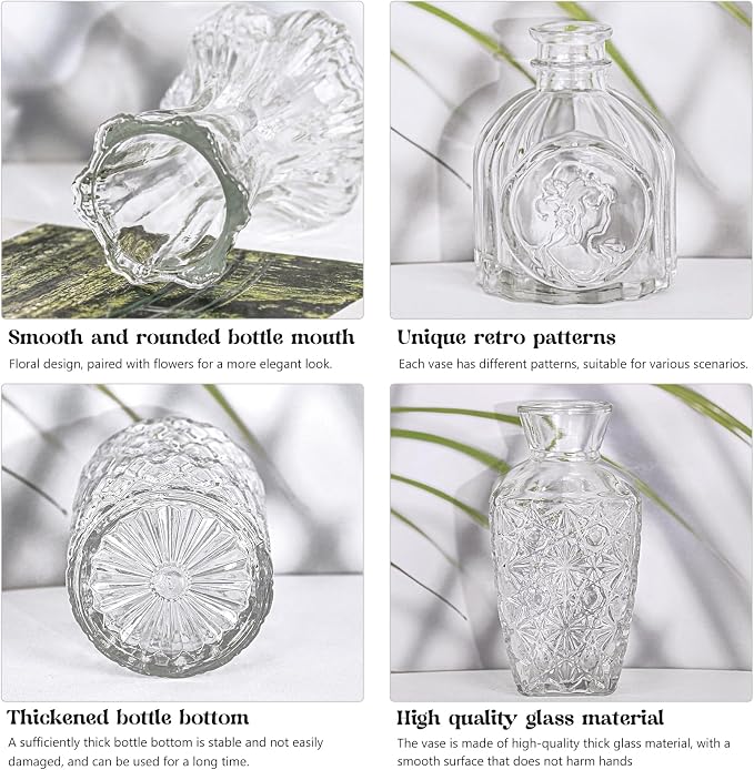 Set of 24 Glass Bud Vase Set, Small Vintage Clear Flower Vase Centerpieces - Image 3