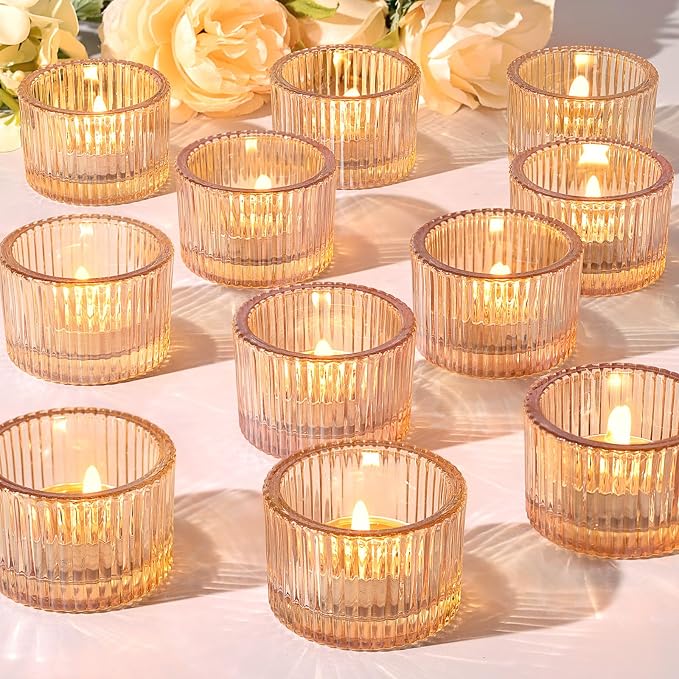 12 Pack Tealight Gold Candle Holders, Votive Tea Light Candle Holder | Table by LOVELIGHTLOVELIFE