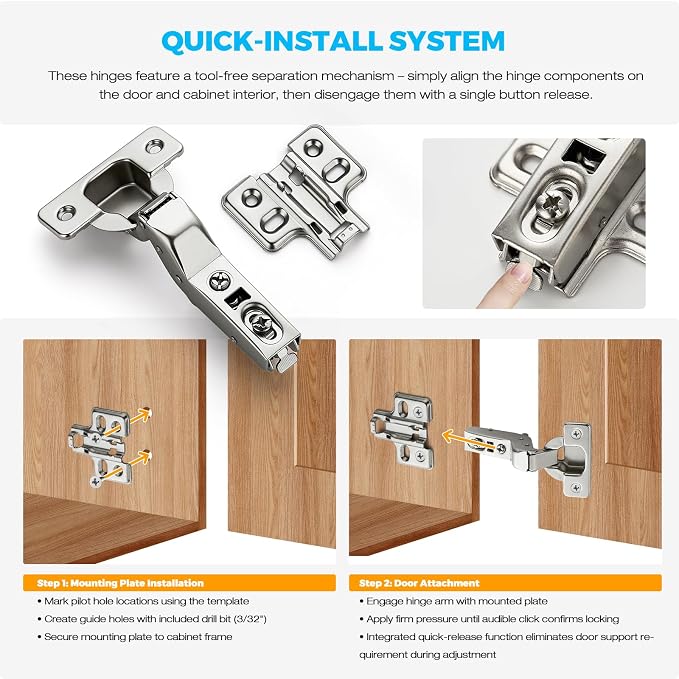 HOME EDIT 30 Pairs 60 Pack European Insert Soft Close Cabinet Hinges | - Image 5