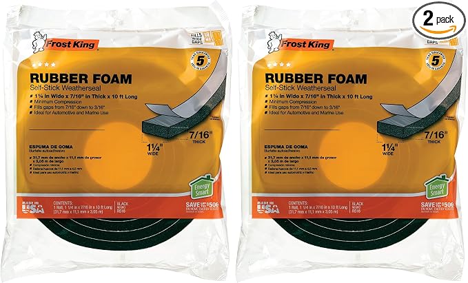 Frost King R516H 1-1/4-Inch by 7/16-Inch by 10-Foot Thick Sponge Rubber Foam by Thermwell+Products+Co.%2C+Inc