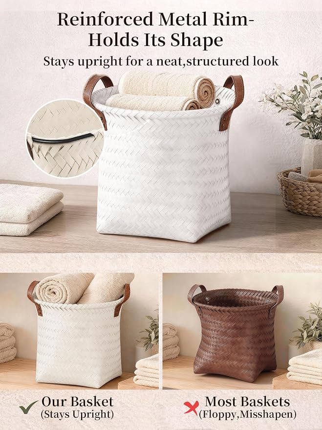 Wicker Storage Baskets, 4 Pack Woven Baskets - Image 4