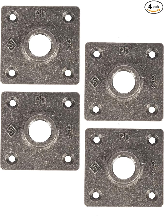 PIPE DECOR Square Floor Flange Fitting, 3/4 Inch, and Standard 3/4 Inch by PipeD%C3%A9cor