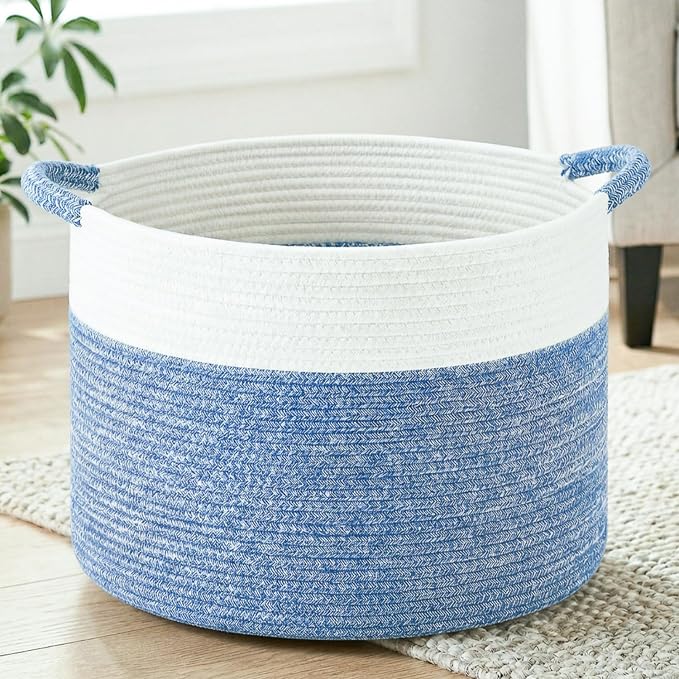 Artfeel 100L Large Cotton Rope Basket, Decorative Woven Blanket Storage by Artfeel