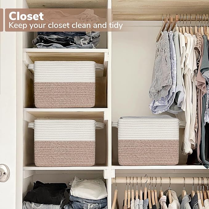 Goodpick Woven Storage Basket for Shelves, Cotton Rope Baskets for Toys - Image 5