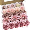 FACINOC Dusty Roses Artificial Flowers Pink Fake Flower Bulk Box Set | DIY by FACINOC