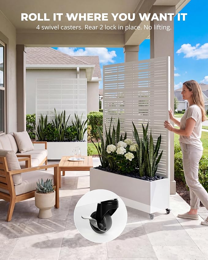Privacy Planter Box with Trellis, 73 in Tall Metal Screen, light-filtering - Image 4