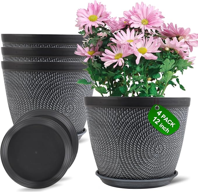 Quarut 12 in Large Plant Pot, Plastic Flower Pots by Quarut
