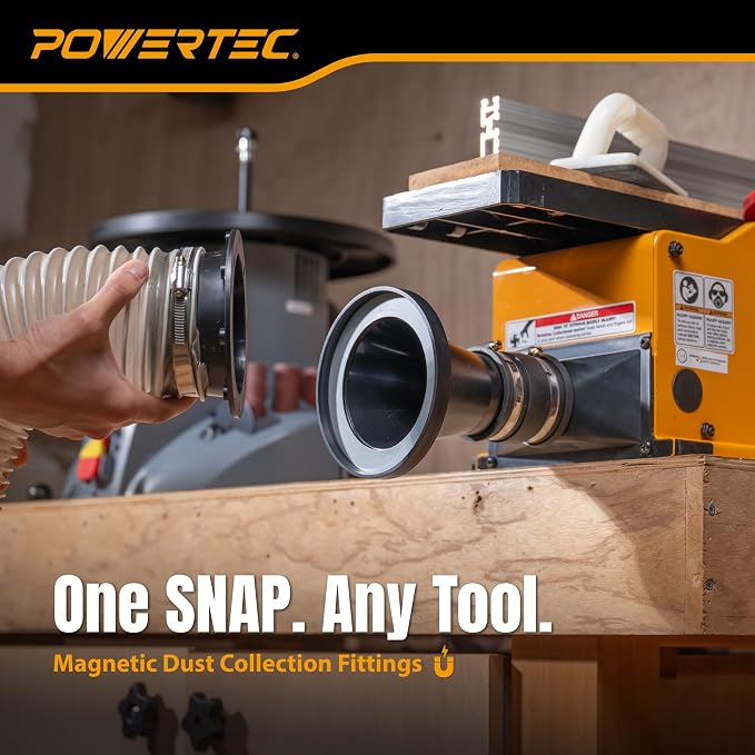 POWERTEC 4” & 2-1/2" Magnetic Dust Collection Fittings Complete Setup Kit - Image 6