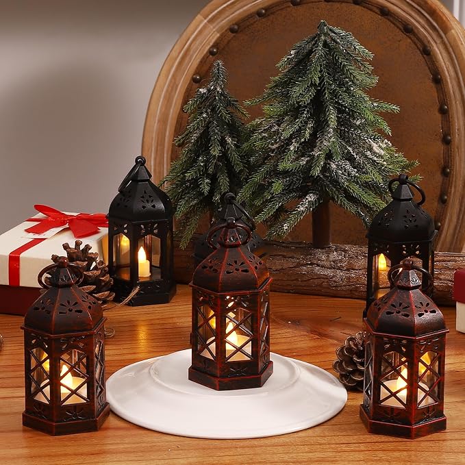 LLQ 12PCS Brushed Red Mini Lantern - Image 2