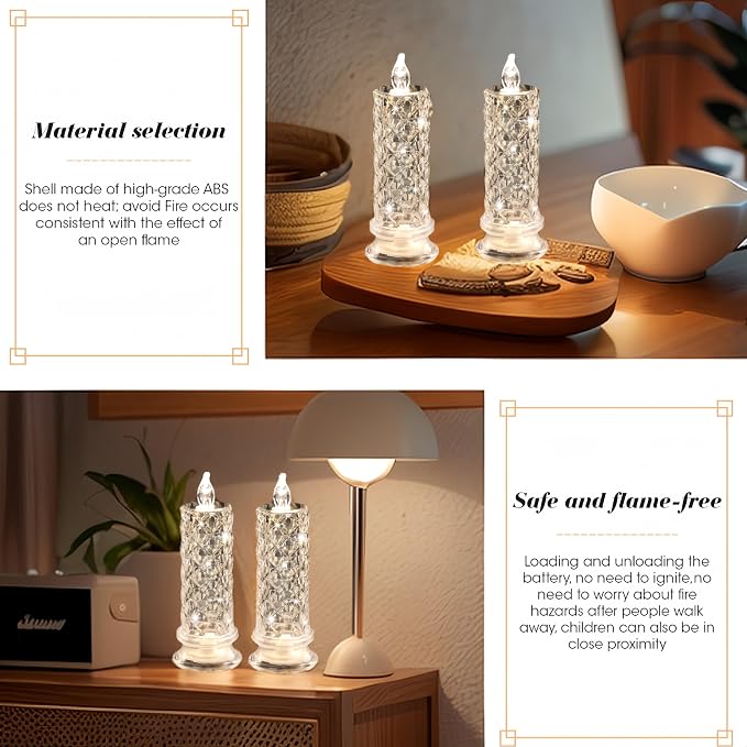SupBri 4PCS Rose Halo LED Flameless Candles, Valentines Anniversary Wedding - Image 3