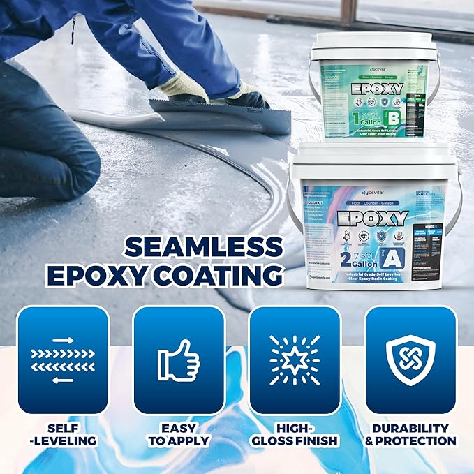 3 Gallon Gray Epoxy Floor Kit, 100% Solids, Self-Leveling | Creates a thick - Image 2