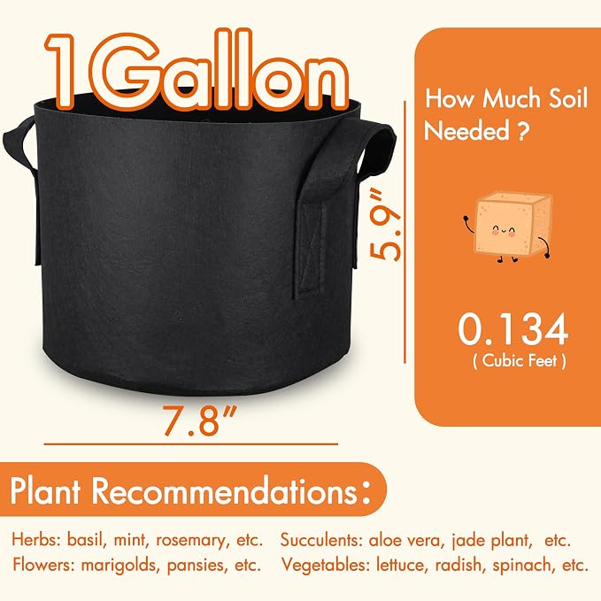 Gardzen 6-Pack 1 Gallon Grow Bags Fabric Pots - Image 7
