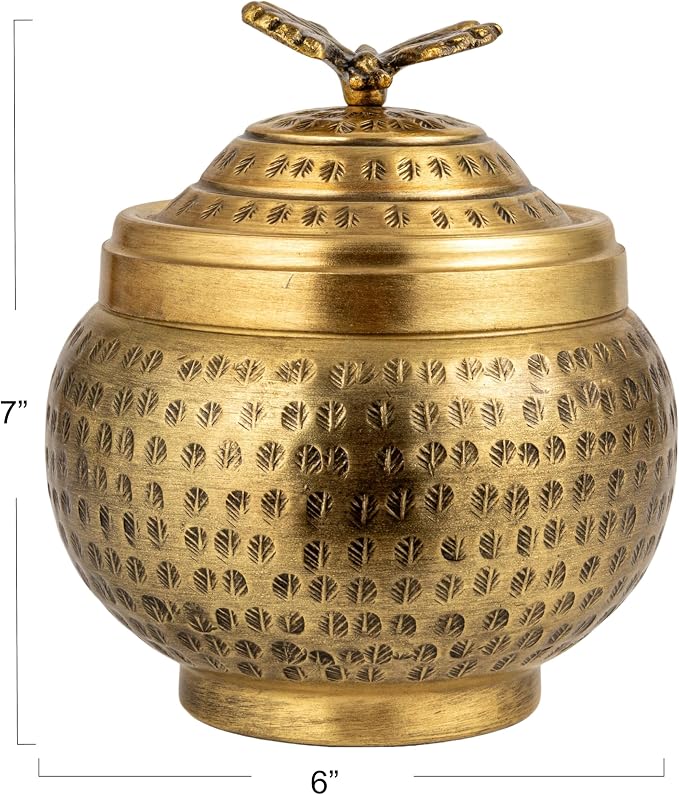 Creative Co-Op Round Hammered Metal Container - Image 2