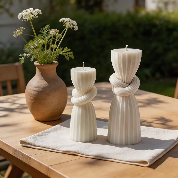 2 PCS Nordic Knot Pillar Candle Handmade Pillar Scented Soy Wax, room & Table - Image 6