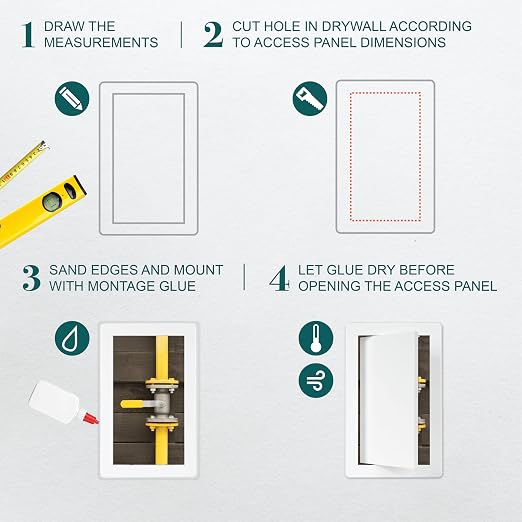 6" x 10" White ABS Plastic Plumbing Access Panel - Image 3