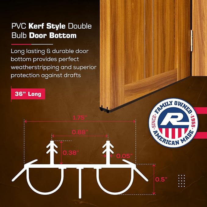 36" Kerf Slide-in Double Bulb Seal Weatherstrip Door Bottom – Durable Seal - Image 4