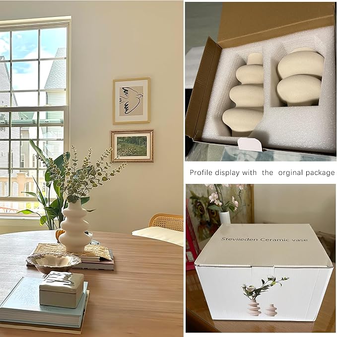 Ceramic Vases Set, Boho Home Decor Vase, Off White, Farmhouse Decor, - Image 5