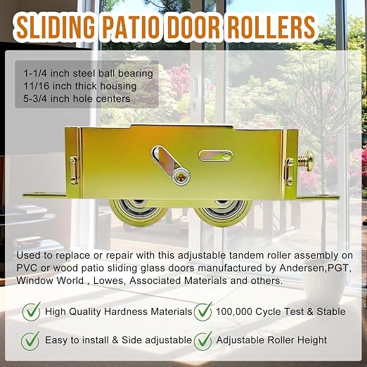 2 Pack Sliding Patio Door Tandem Roller Assembly Replacement - Image 5