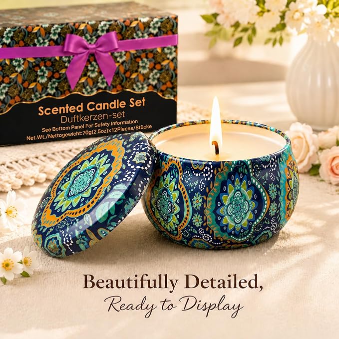 Scented Candles Gift Set, 12 Pack Soy Wax Aromatherapy Candles | 12 Scents - Image 8