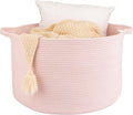XUANGUO Extra Large Cotton Rope Round Storage Basket 22" x 14" Pink | Woven by XUANGUO