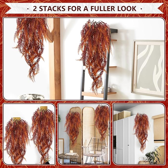 2-Pack Fake Hanging Plants, Faux Hanging Plant Artificial Greenery - Image 4