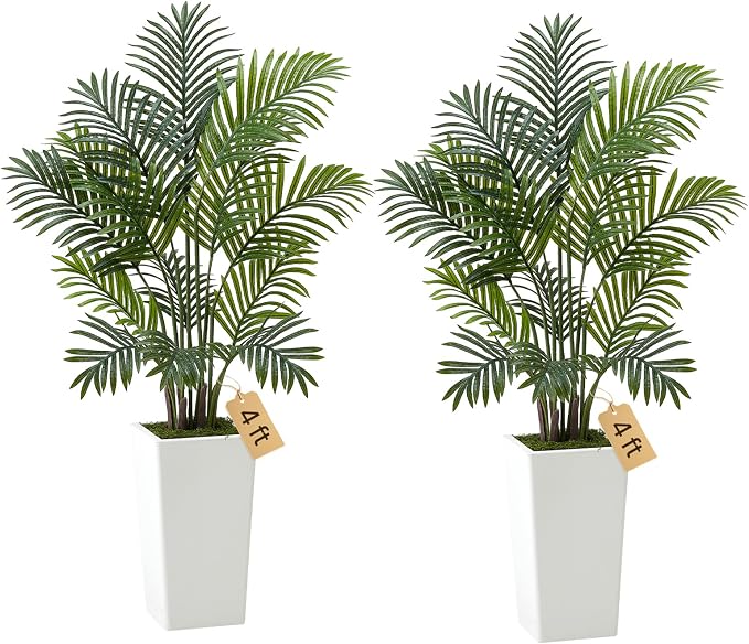 VEVOR Artificial Areca Palms 4 ft, 2 Pack Fake Palm Tropical Plants by VEVOR