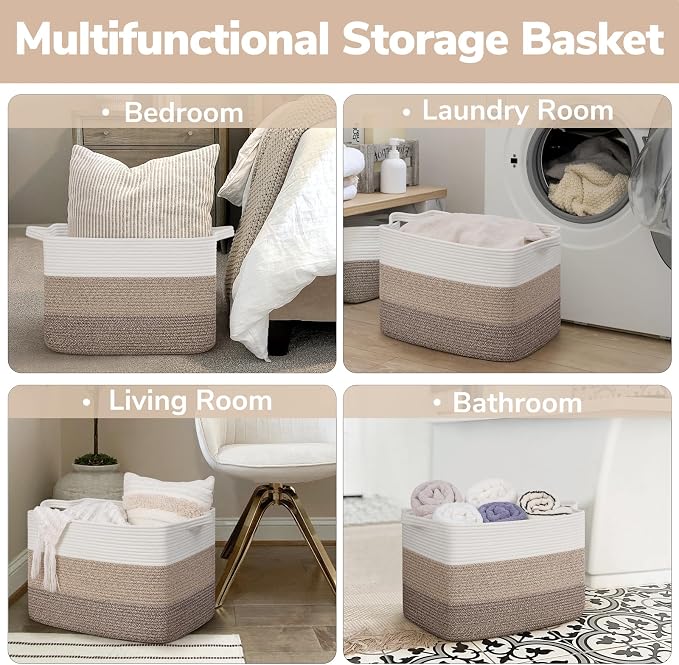 Goodpick 50L Large Woven Storage Basket, Gradient Brown | Decorative Gift Basket - Image 6