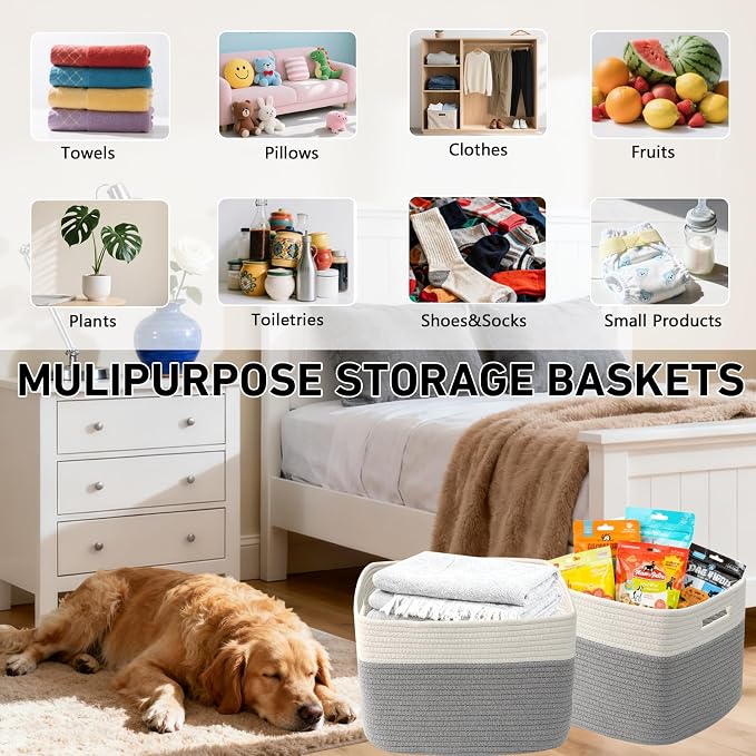 3 Pack Woven Baskets, Storage Baskets - Image 5