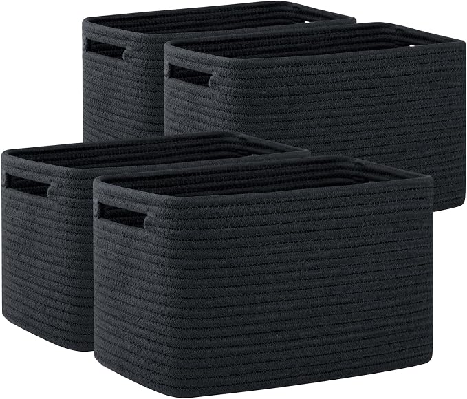 OIAHOMY 4 Pack Storage Baskets for Organizing 24L Cube Storage Bins Black | by MasterofSpaceOptimization