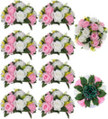 BLOSMON Flower Balls Wedding Centerpieces: 10 Pcs Pink White Fake Roses | 9.5 by Blosmon