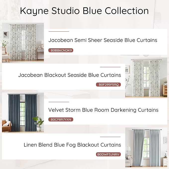 Kayne Studio Storm Blue Soft Velvet Pinch Pleated Curtains 63 Inches Long | - Image 9