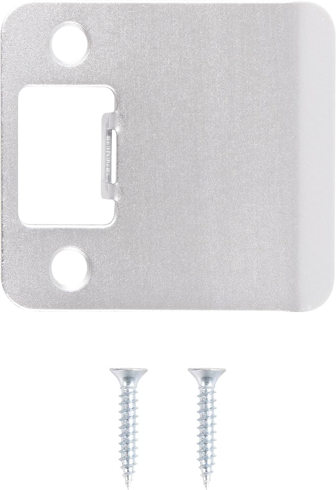Round Corner Extended Lip Strike Plate, 2-1/4" x 2", Satin Chrome - Image 2
