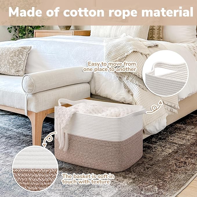 Goodpick 50L Large Woven Storage Basket, Cotton Rope Baskets - Image 5