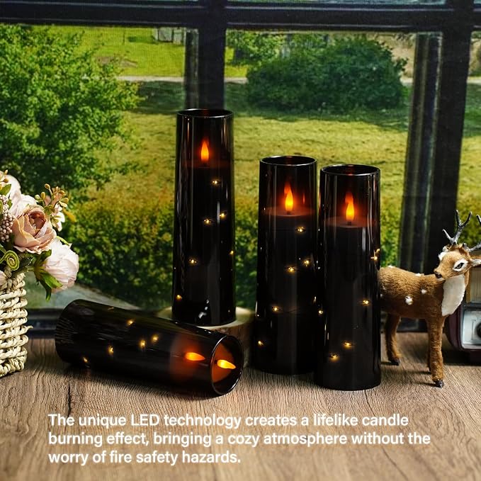 Eebuss Flameless Candles with Embedded Star String, Battery Operated LED Pillar - Image 3
